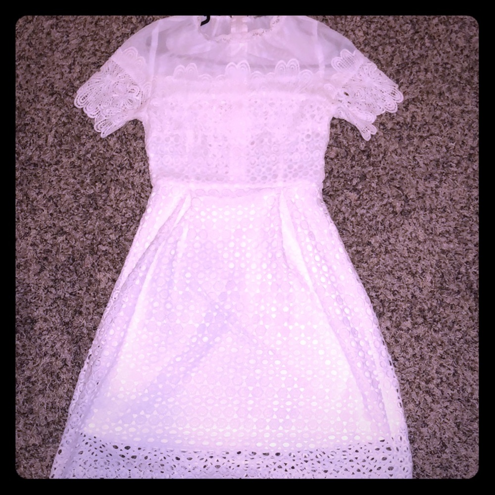 White mesh textured dress